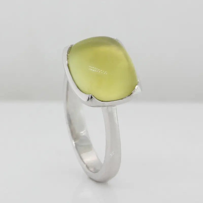 Sterling Silver Lemon Quartz Oval Ring