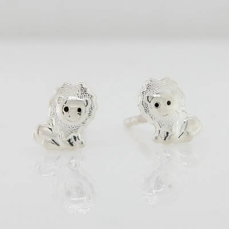 Sterling Silver Lion Stud Earrings