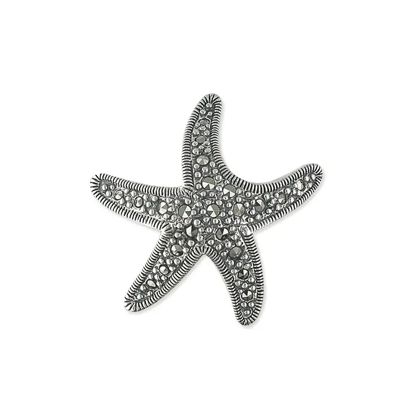 Sterling Silver Marcasite Starfish Brooch