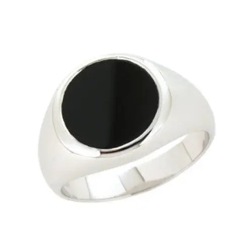 Sterling Silver Onyx 12mm Gents Ring