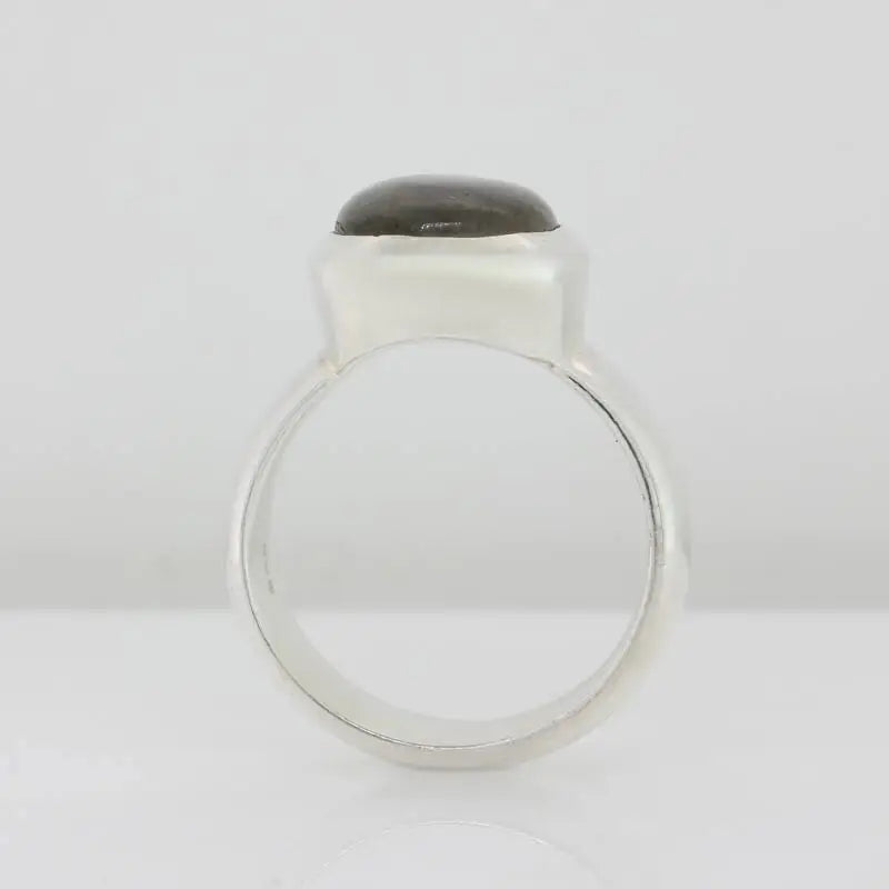 Sterling Silver Oval Cabochon Labradorite 14mm x 10mm Bezel Set Ring Size O