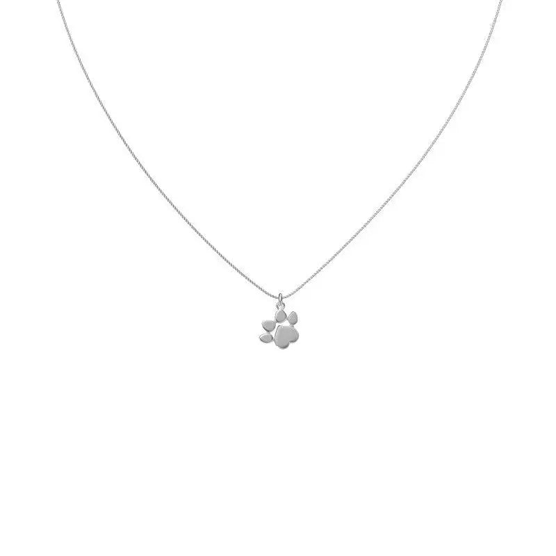 Sterling Silver Paw Print 'Best Friends' Necklace with Adjustable Chain