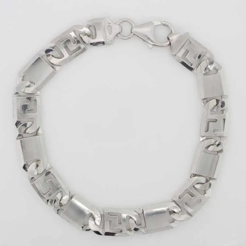 Sterling Silver Rhodium Plated 20cm Fancy Bracelet, 23 Grams