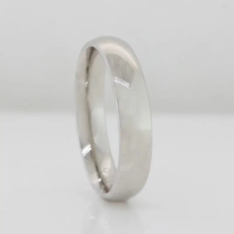 Sterling Silver Rhodium Plated 4mm Curved Ring