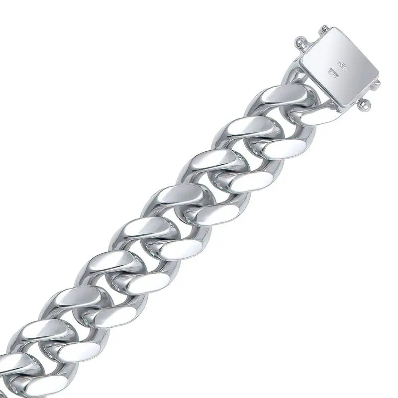 Sterling Silver Rhodium Plated Miami Cuban Link Bracelet
