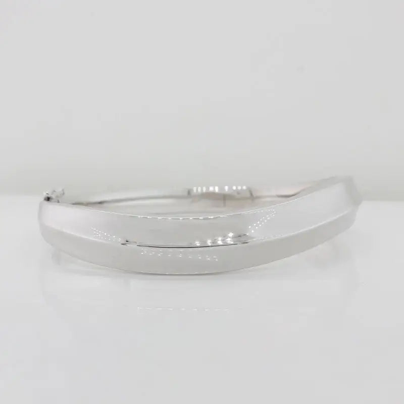 Sterling Silver Rhodium Plated Oval Hinged Bangle 10mm Wide