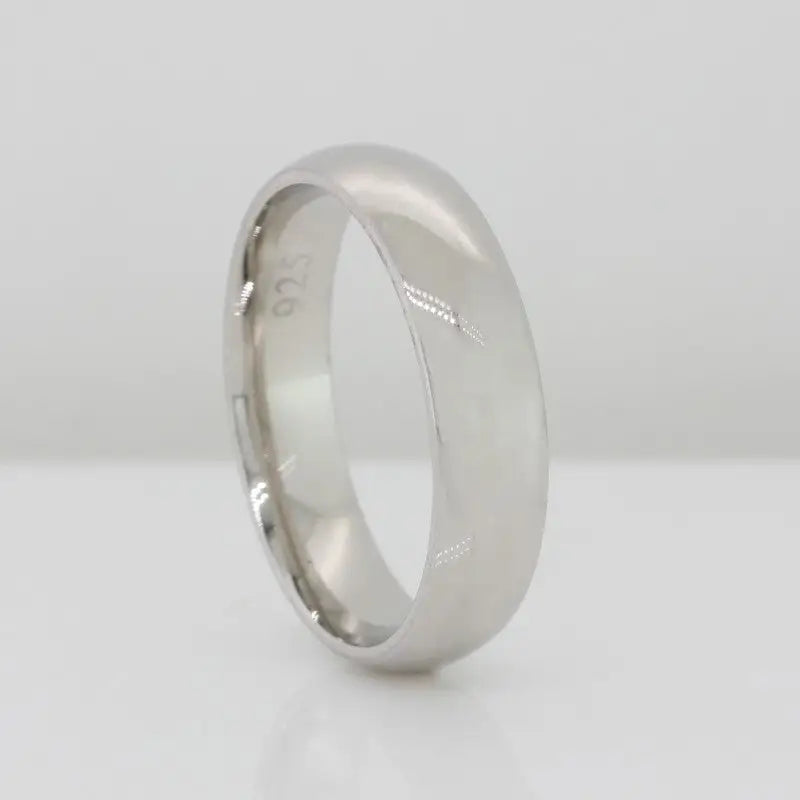 Sterling Silver Rhodium Plated Ring size L 5mm