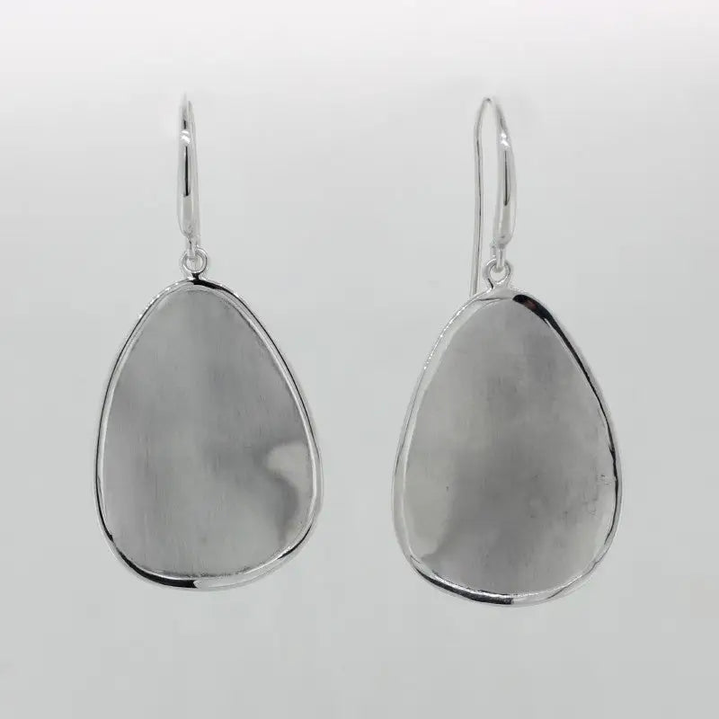 Sterling Silver Rhodium Plated Shepard Hook Satin Finish Teardrop Shape