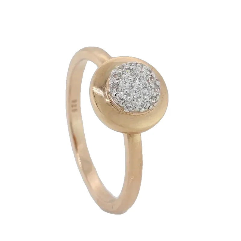 Sterling Silver Rose Gold Plate 10mm Round & Cubic Zirconia