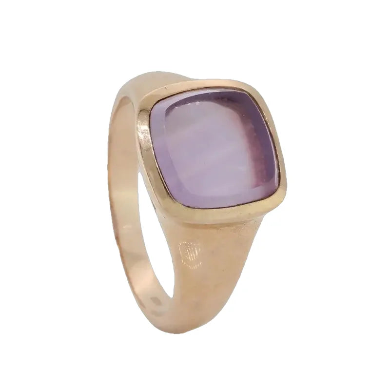Sterling Silbver Rose Gold Plate Amethyst Cushion Cut Ring