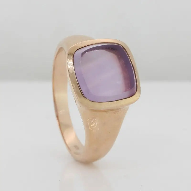 Sterling Silver Rose Gold Plate Amethyst Cushion Cut Ring