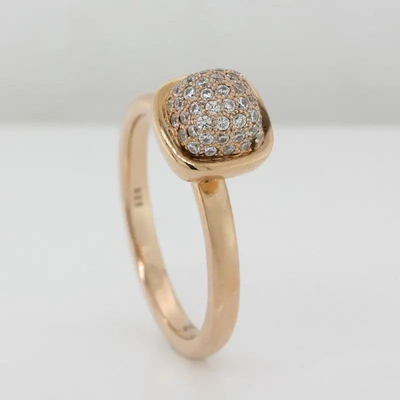 Sterling Silver Rose Gold Plate Cushion Cubic Zirconia Ring