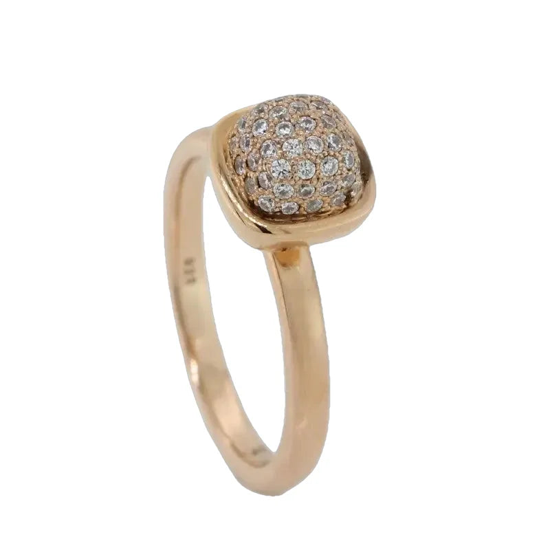 Sterling Silver Rose Gold Plate Cushion Cubic Zirconia Ring