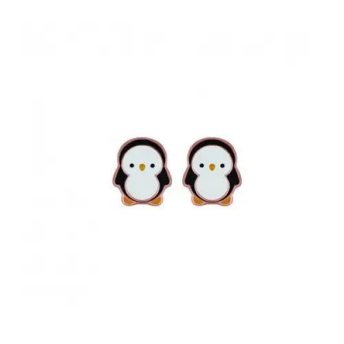 Sterling Silver Rose Gold Plate Penguin Stud Earring 10 x 8mm