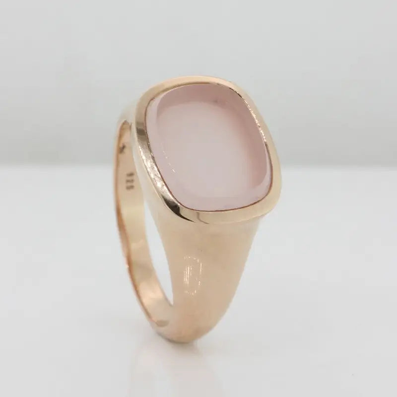 Sterling Silver Rose Gold Plate Rose Quartz Cushion Cut Ring