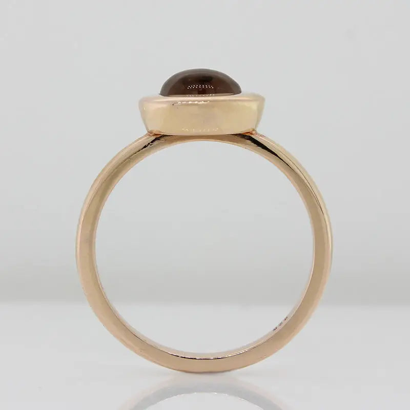 Sterling Silver Rose Gold Plate Smoky Quartz Oval Ring 2