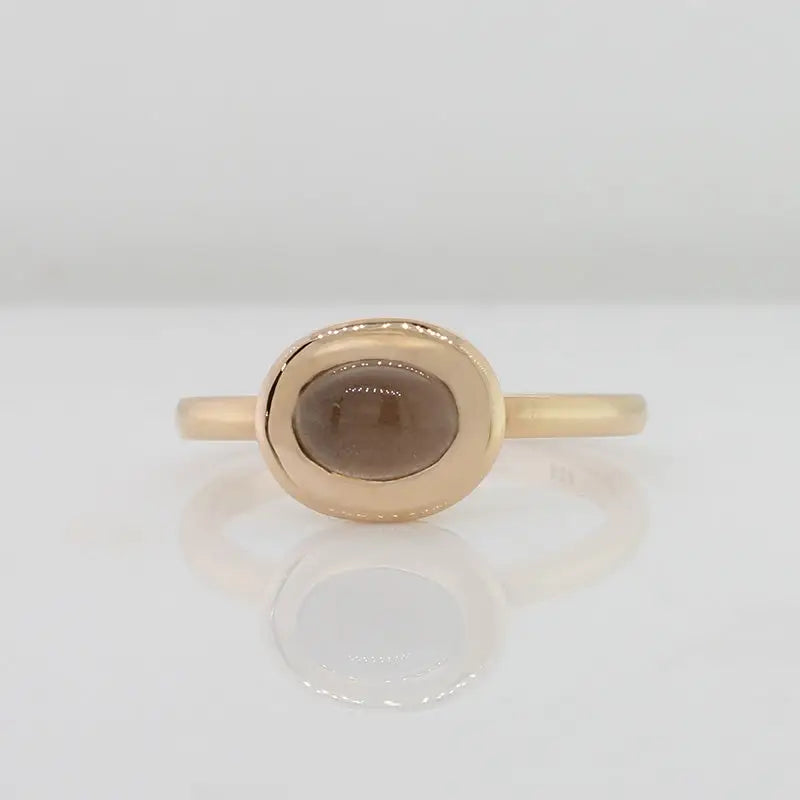 Sterling Silver Rose Gold Plate Smoky Quartz Oval Ring 2