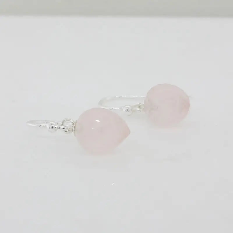 Sterling Silver Rose Quartz  A+ Grade 10mm x 8mm Inverted Briolette Drop Shepherd Hook Earrings