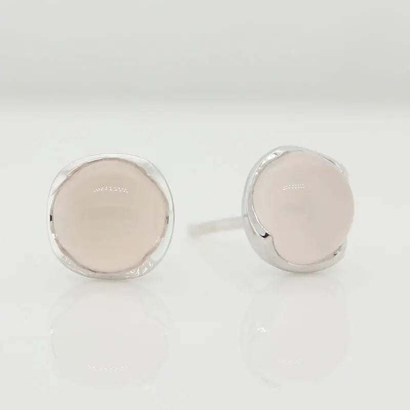 Sterling Silver Round Rose Quartz Stud Earrings