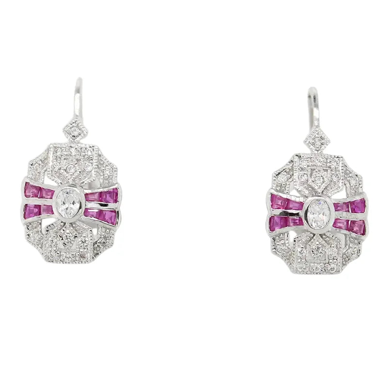 Sterling Silver Ruby (0.57ct) Cubic Zirconia Earring