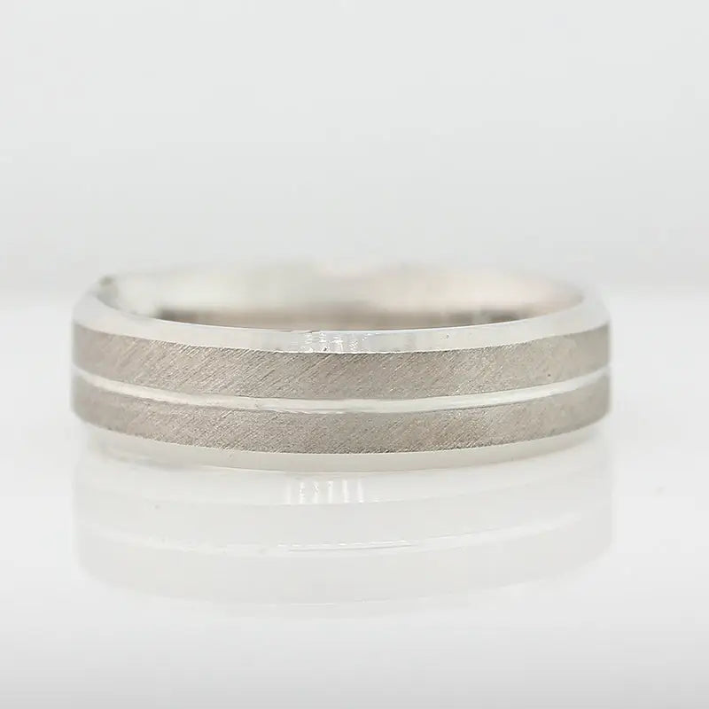 Sterling Silver Satin Finish Ring w. Bevelled Edges Size Y