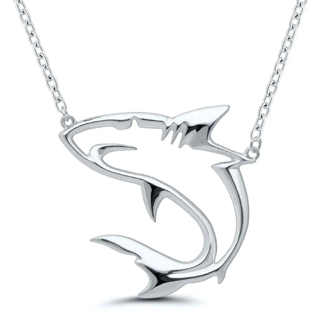 Sterling Silver Shark Pendant on 45cm Chain SEASPRAY