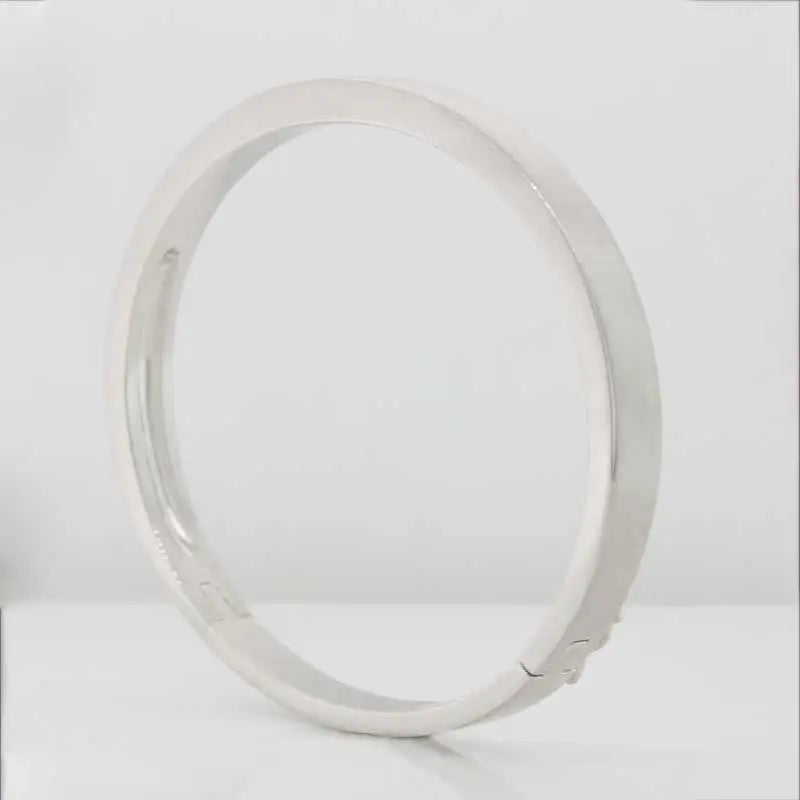 Sterling Silver Solid Brushed Finish Oval Hinged Bangle