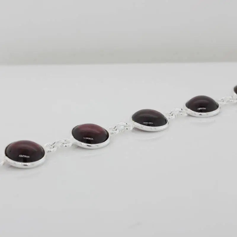 Sterling Silver Spectacle Set Ten Cabochon 9mm Round Garnet
