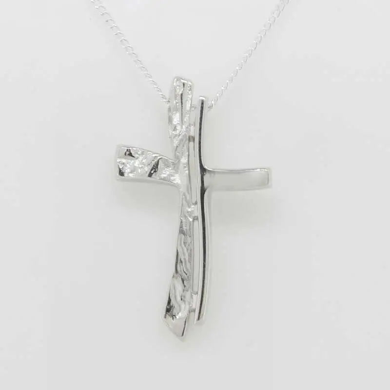 Sterling Silver Textured Cross Pendant 2