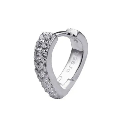Sterling Silver Two Row Cubic Zirconia V Shape Huggie