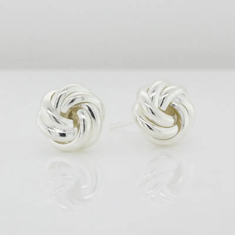 Sterling Silver Two Strand Knot Stud Earrings