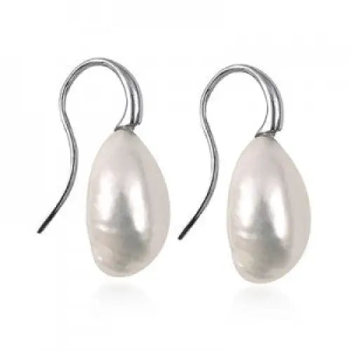Sterling Silver White Baroque Pearl Earwires 