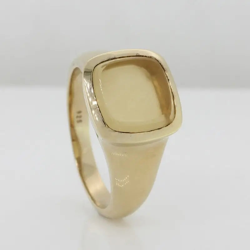 Sterling Silver Yellow Gold Plate Citrine Cushion Cut Ring