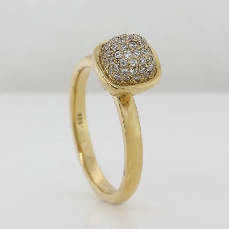 Sterling Silver Yellow Gold Plate Cushion Cubic Zirconia Ring