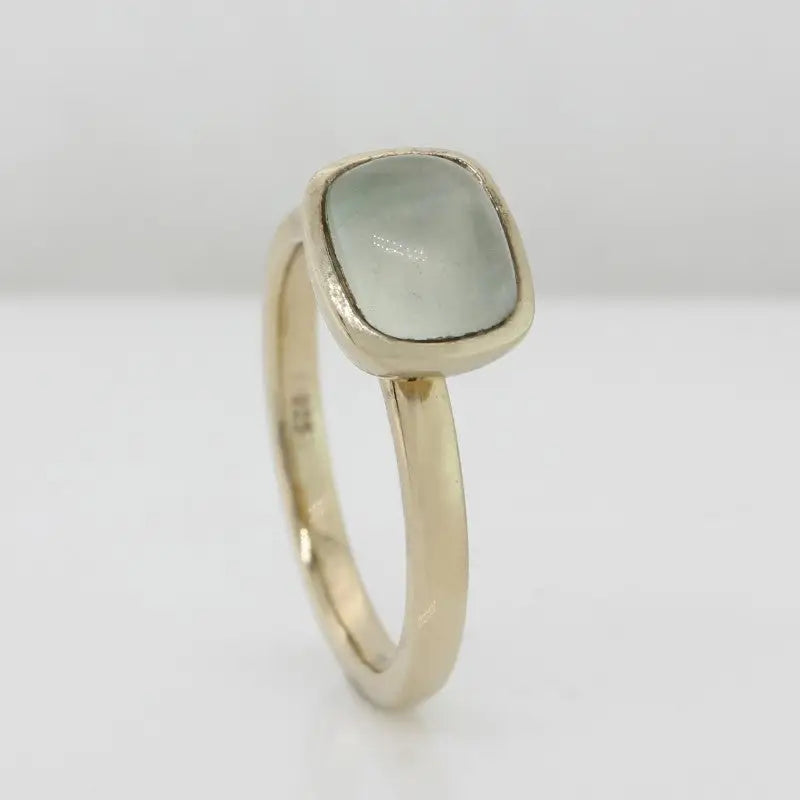 Sterling Silver Yellow Gold Plate Green Amethyst Cushion Cut Ring