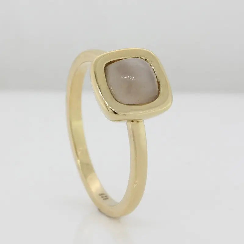 Sterling Silver Yellow Gold Plate Grey Moonstone Cushion Cut Ring 3