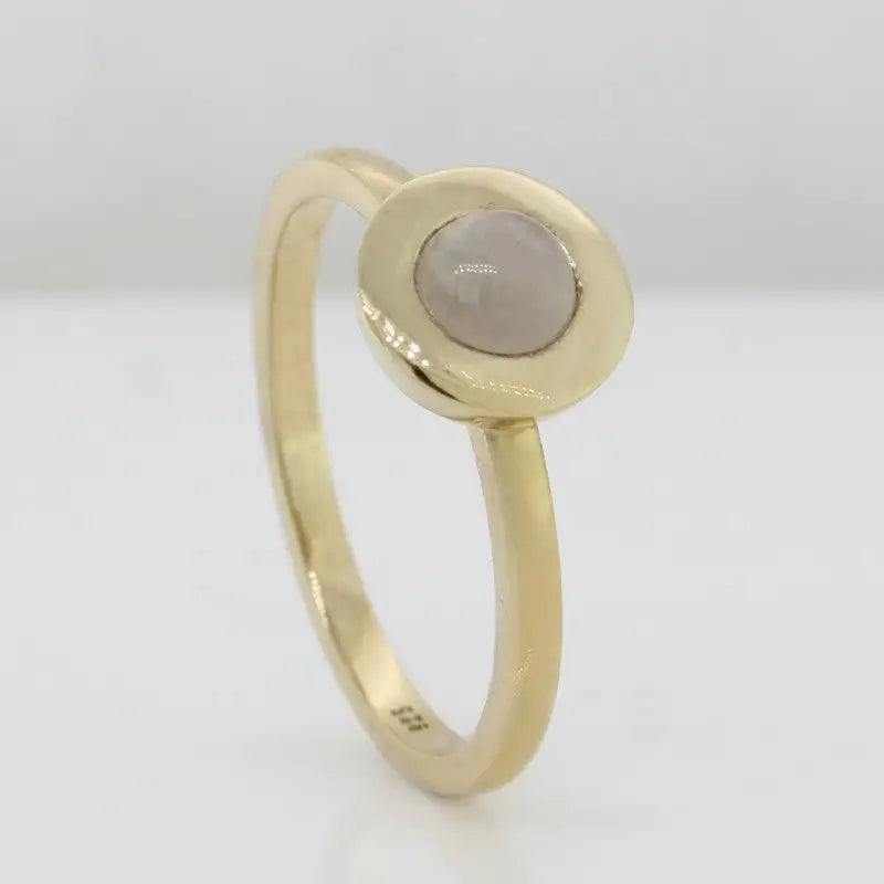 Sterling Silver Yellow Gold Plate Grey Moonstone Round Ring 2