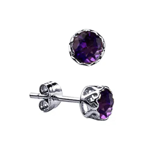 Sterling Siolver 5mm Amethyst Filigree Bezel Stud Earrings