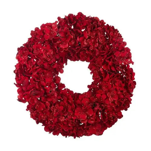 Tartan Tidings - 40cm/15.75 Red Glittered Floral Wreath