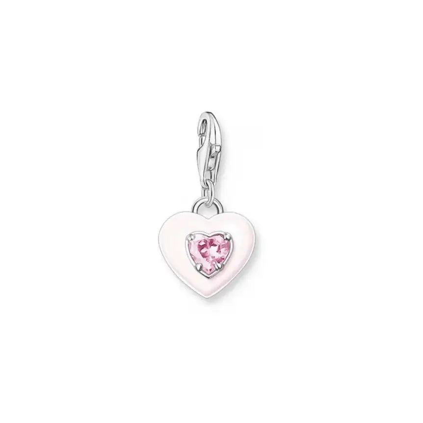 Thomas Sabo Charm Club Sterling Silver 3D Heart Pink Cubic Zirconia Charm CC1915