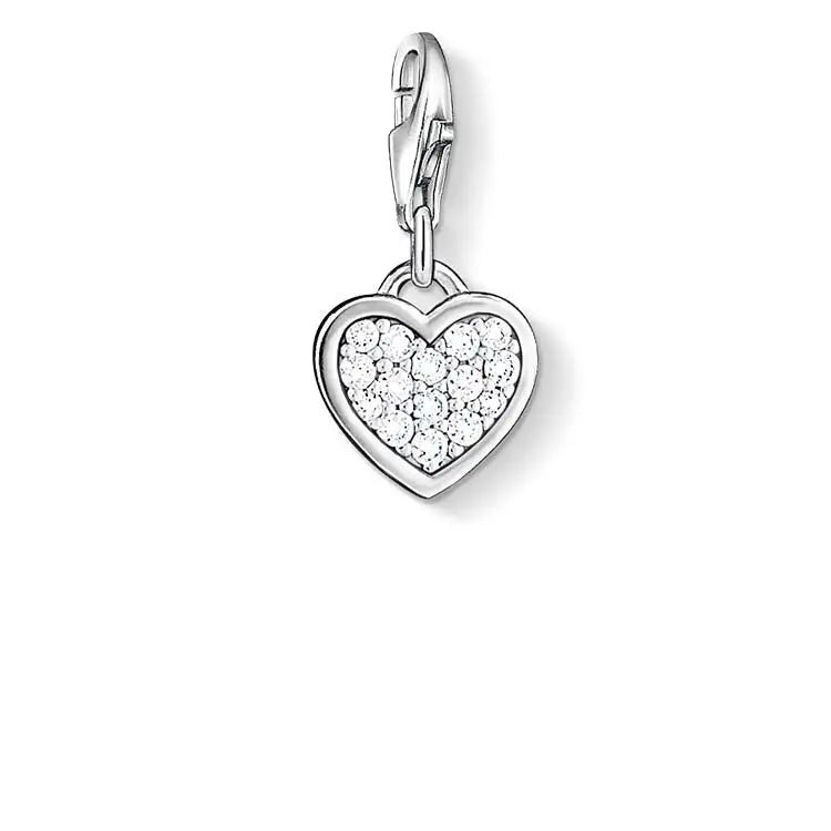 Thomas Sabo Charm Club Sterling Silver Cubic Zirconia Pave Heart Charm CC967