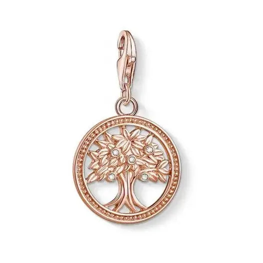 Thomas Sabo Charm Club Sterling Silver Cubic Zirconia Tree of Life Rose Gold Plated Charm CC1861