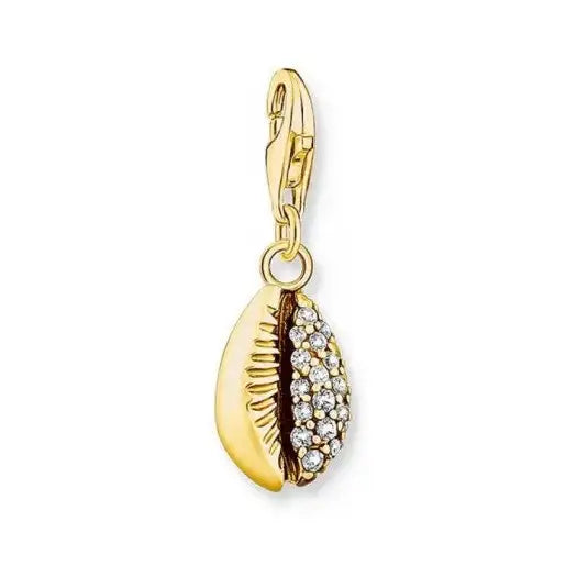 Thomas Sabo Charm Club Sterling Yellow Gold Plated Cubic Zirconia Cowry Shell Charm CC1895