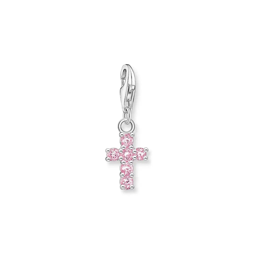 Thomas Sabo Charmista Sterling Silver Pink Cubic Zirconia Cross Charm CC2032