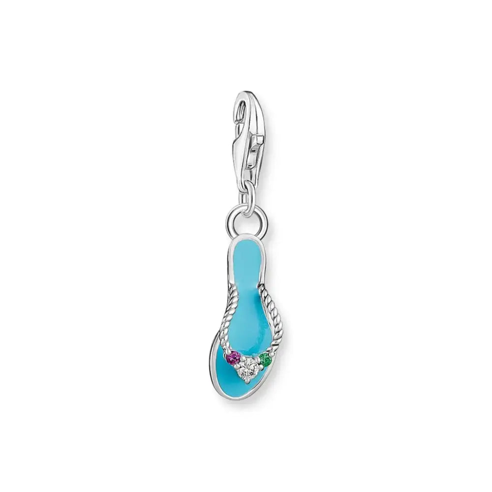 Thomas Sabo Charmista Sterling Silver Turquoise Flip Flop set with Cubic Zirconias Charm CC2025