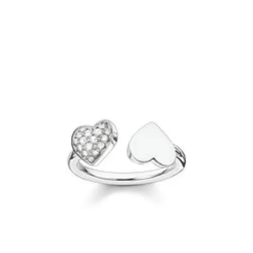 Thomas Sabo Double Heart Pave Silver Ring size 50 K SEASPRAY