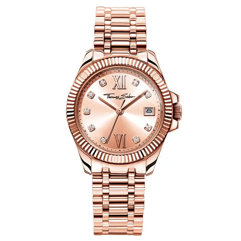 Thomas Sabo Glam Rose IP & Steel CZ Watch 