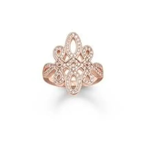 Thomas Sabo Love Knot Rose Gold Plate Cocktail Ring size 54 N