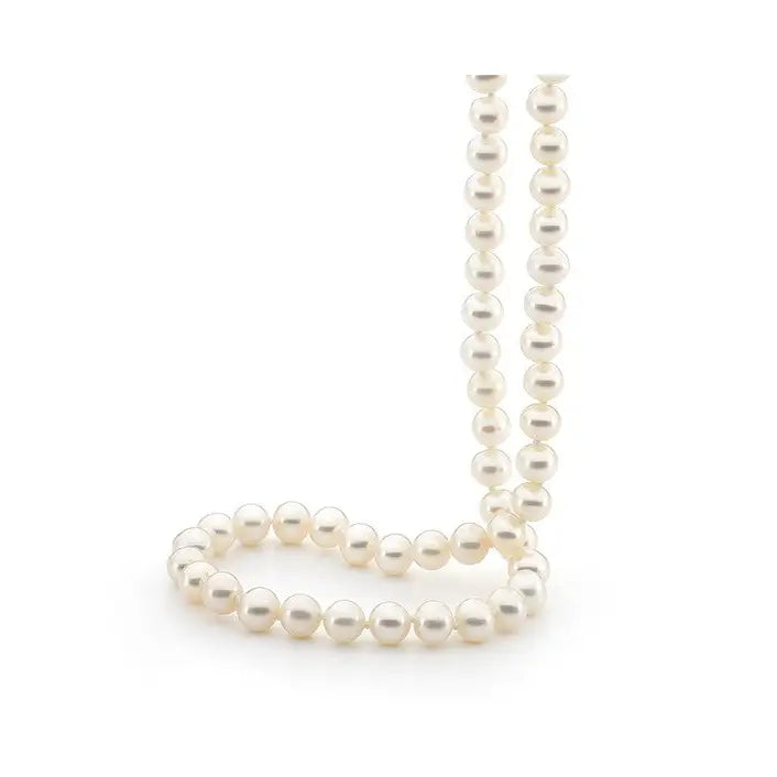 White Round 7-7.5mm Freshwater Pearl Strand 90cm No Clasp