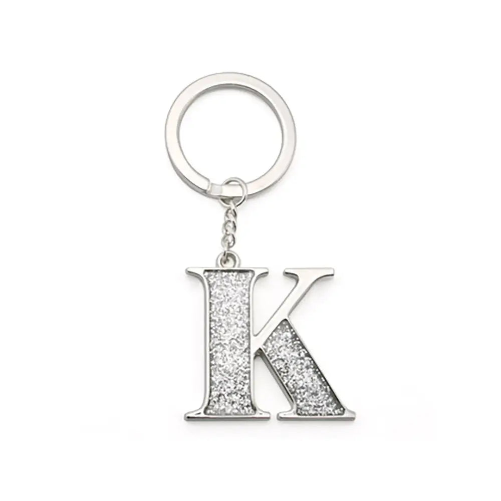 Whitehill Keyrings - Faux Silver Glitter Keyring "K"
